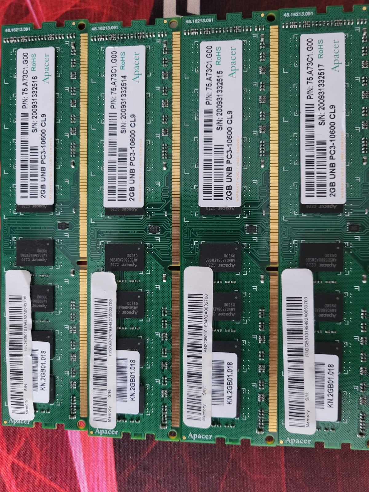 Apacer 8GB (4x2GB) PC3-10600 DDR3 Desktop Geheugen, Computers en Software, Gebruikt, 8 GB, DDR3, Ophalen of Verzenden