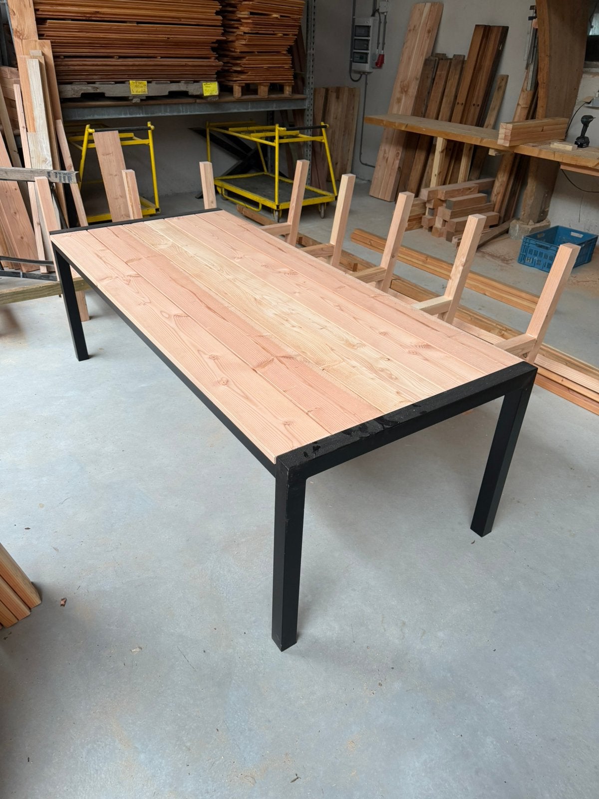 Tuintafel - Aluminium frame - Douglas blad, Ophalen, Nieuw, Rechthoekig, Hout