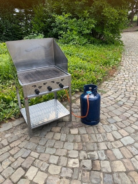 Barbecue roestvrijstaal groot model met windscherm, Tuin en Terras, Gasbarbecues, Ophalen, Gebruikt, BBQ