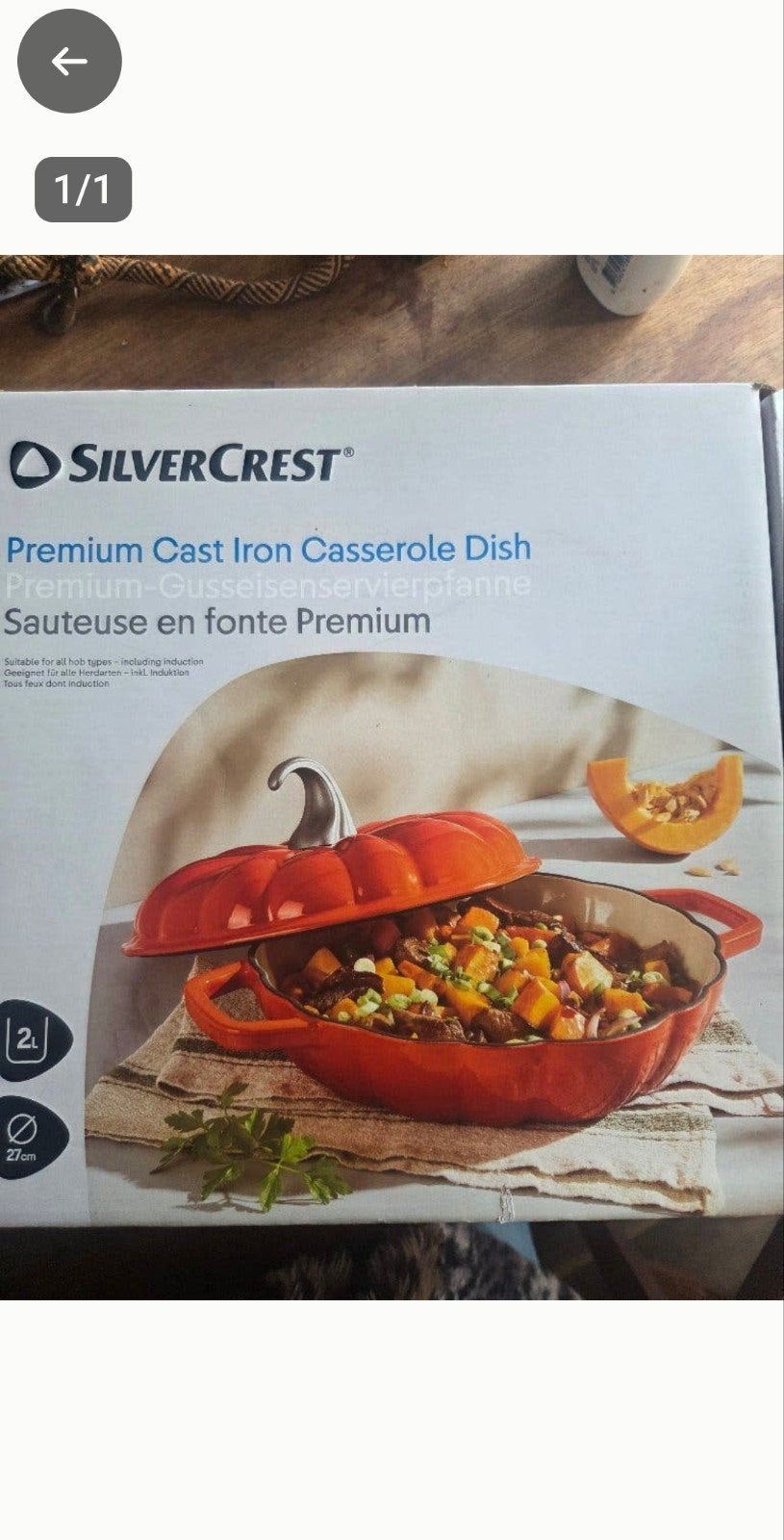 Silvercrest Premium Gietijzeren Braadpan Pompoen 2L nieuw in, Nieuw, Ophalen of Verzenden, Overige merken, Braadpan