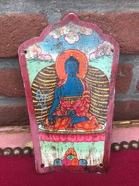 Boeddha schildering, Tibet, jakbeen, Antiek en Kunst, Natuurlijk materiaal, Geschilderd, 17 cm, Ophalen of Verzenden