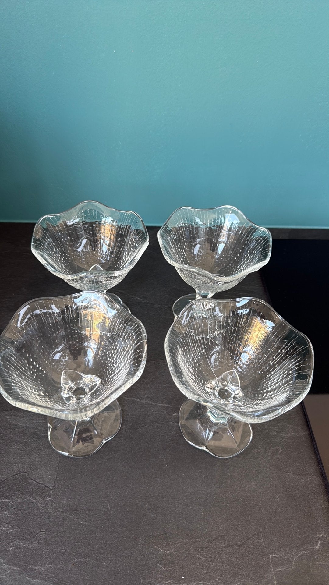 Ijscoupes 13,5cm hoog 4 stuks, Ophalen, Zo goed als nieuw, Glas, Overige stijlen