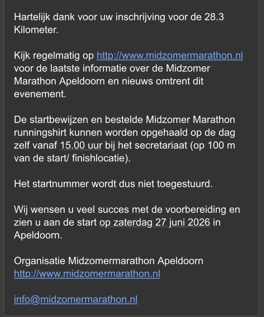 Midzomer marathon Apeldoorn, Ophalen of Verzenden, Nieuw, Overige typen, Overige merken