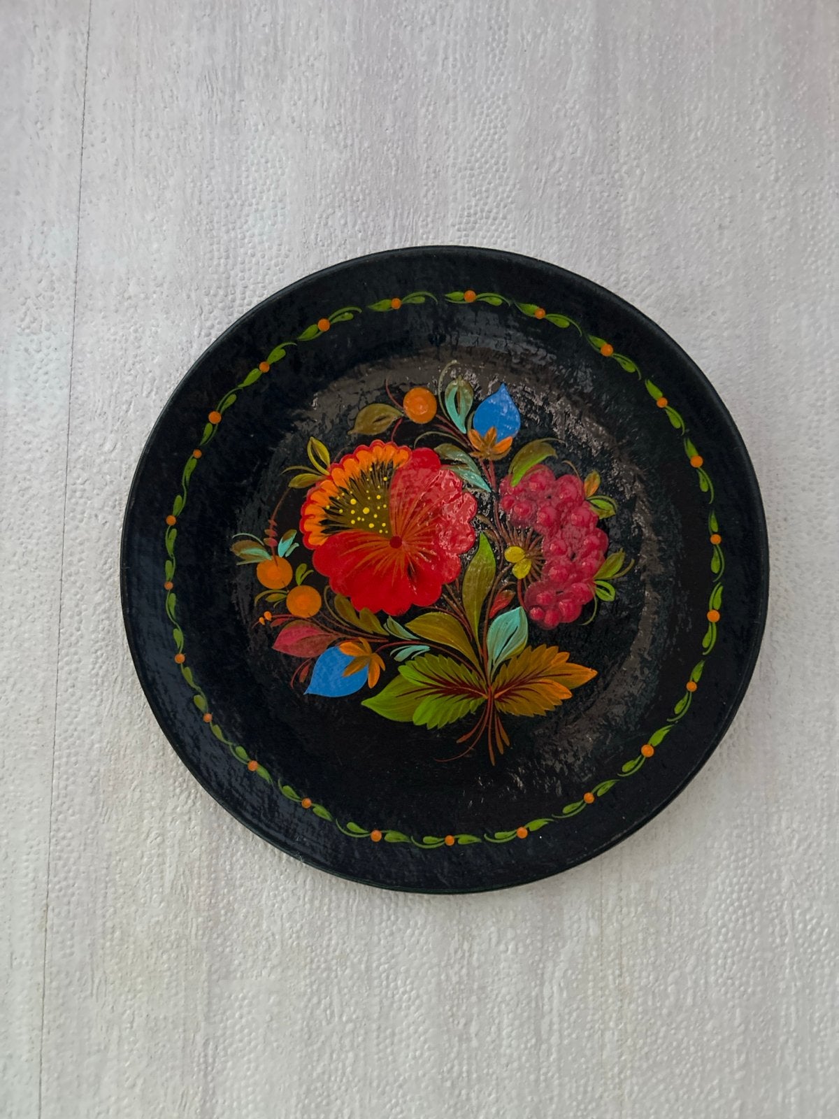 Handbeschilderd wandbord met bloemen - Sovjet-Unie, Ophalen of Verzenden