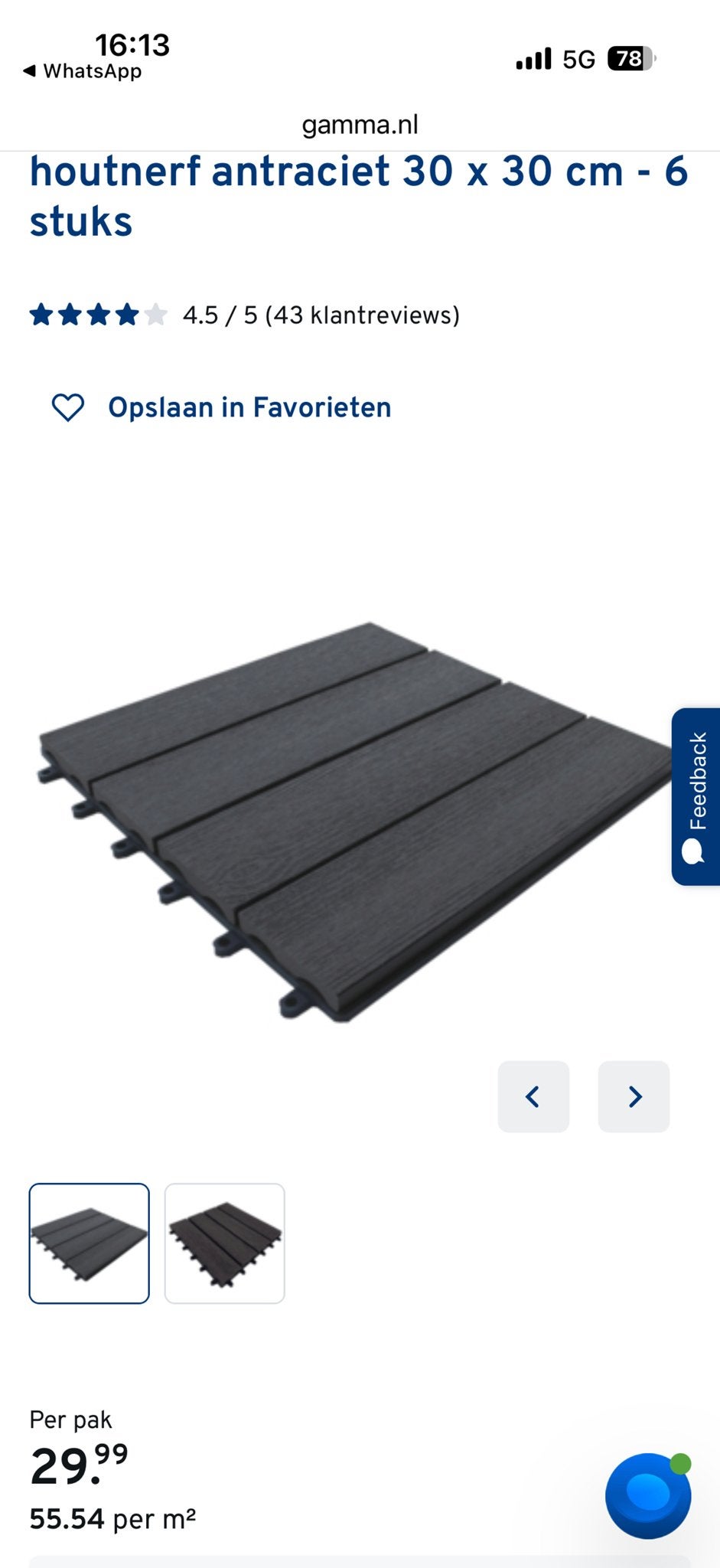HKC antraciet tuintegels, houtnerf, 30x30 cm, Ophalen, Composiet, Zo goed als nieuw, 10 m² of meer