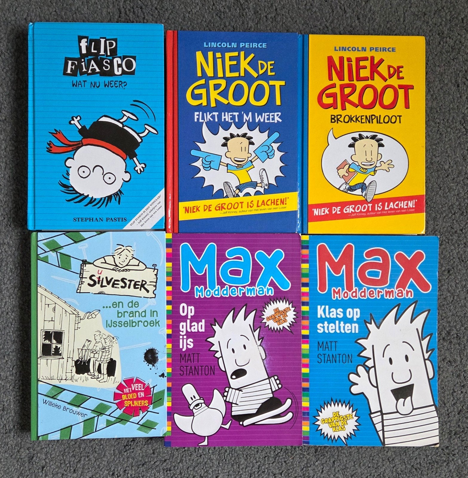 6 Kinderboeken Niek de Groot, Max Modderman, Flip Fiasco, Boeken, Ophalen of Verzenden, Gelezen, Verhalen