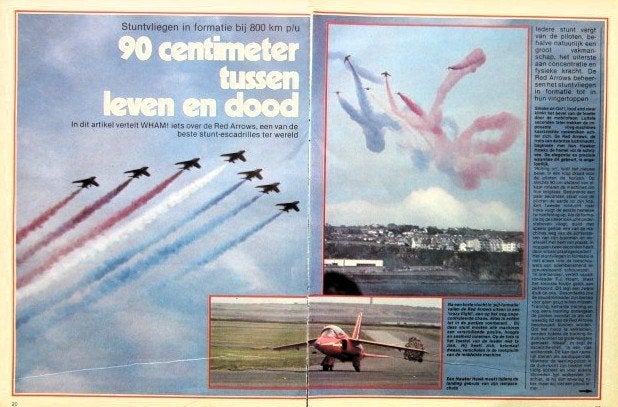 Artikel over stuntvliegen 1980 - Red Arrows stunt escadrille, Ophalen of Verzenden, Boek of Tijdschrift