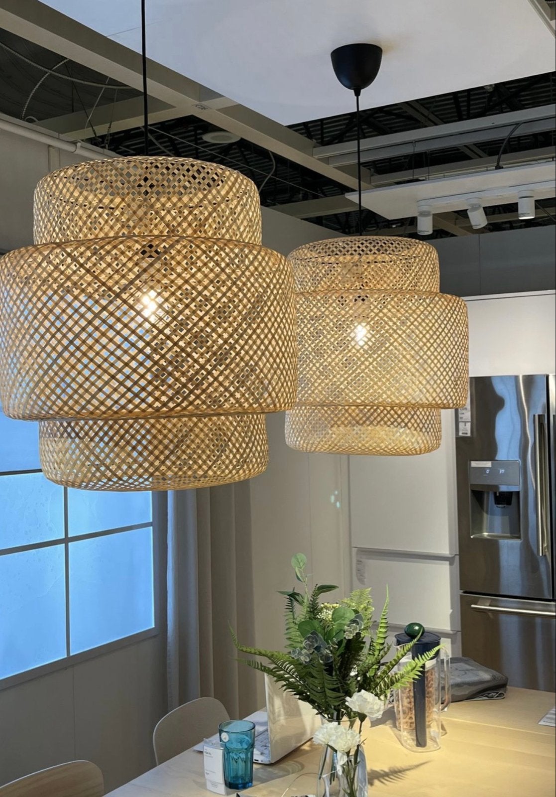 IKEA Sinnerlig bamboe hanglampen - groot model, Ophalen, Zo goed als nieuw