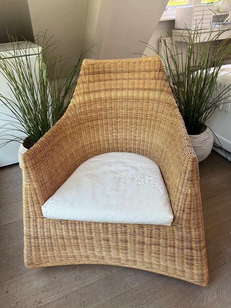 Rotan loungestoel / fauteuil – natuurlijke uitstraling, Ophalen, Gebruikt, Bruin, Eén