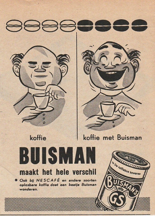 retro reclame 1958 Buisman hele verschil ook in Nescafe, Verzenden, Overige typen