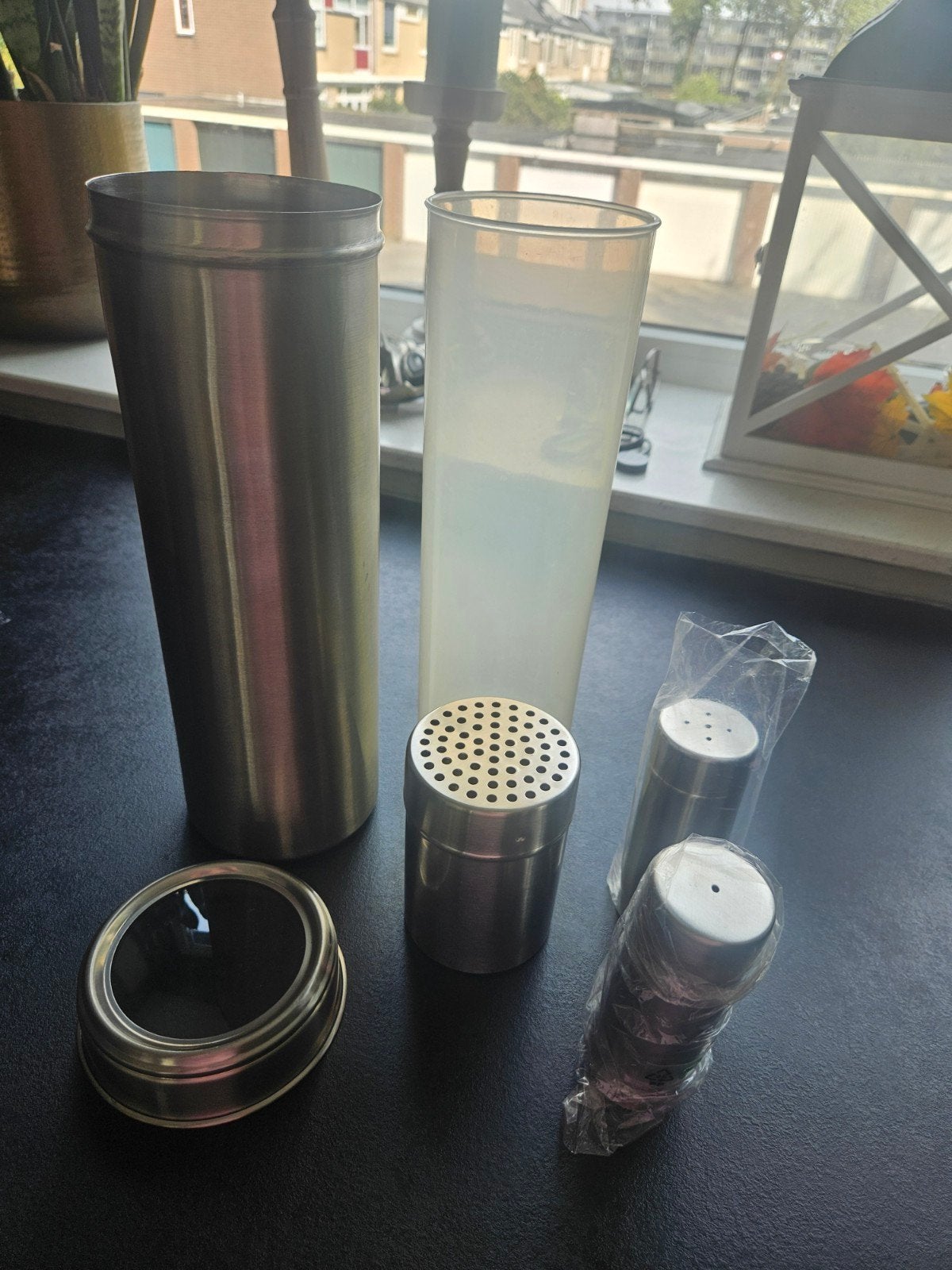 RVS Keukenaccessoires Set: Shaker, Strooiers & Voorraadpot, Huis en Inrichting, Overige typen, Ophalen of Verzenden, Metaal, Nieuw