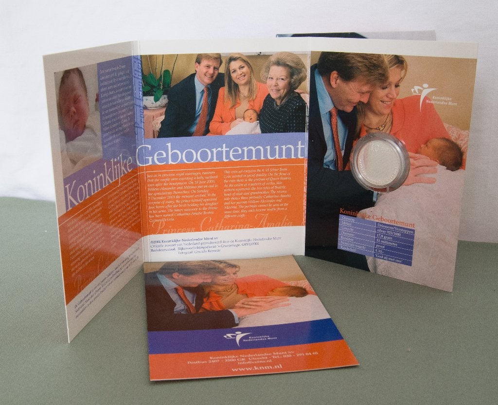 Zilveren 10 euro munt van de geboorte van Prinses Amalia, Setje, Koningin Beatrix, Geboorte of Huwelijk, Overige waardes