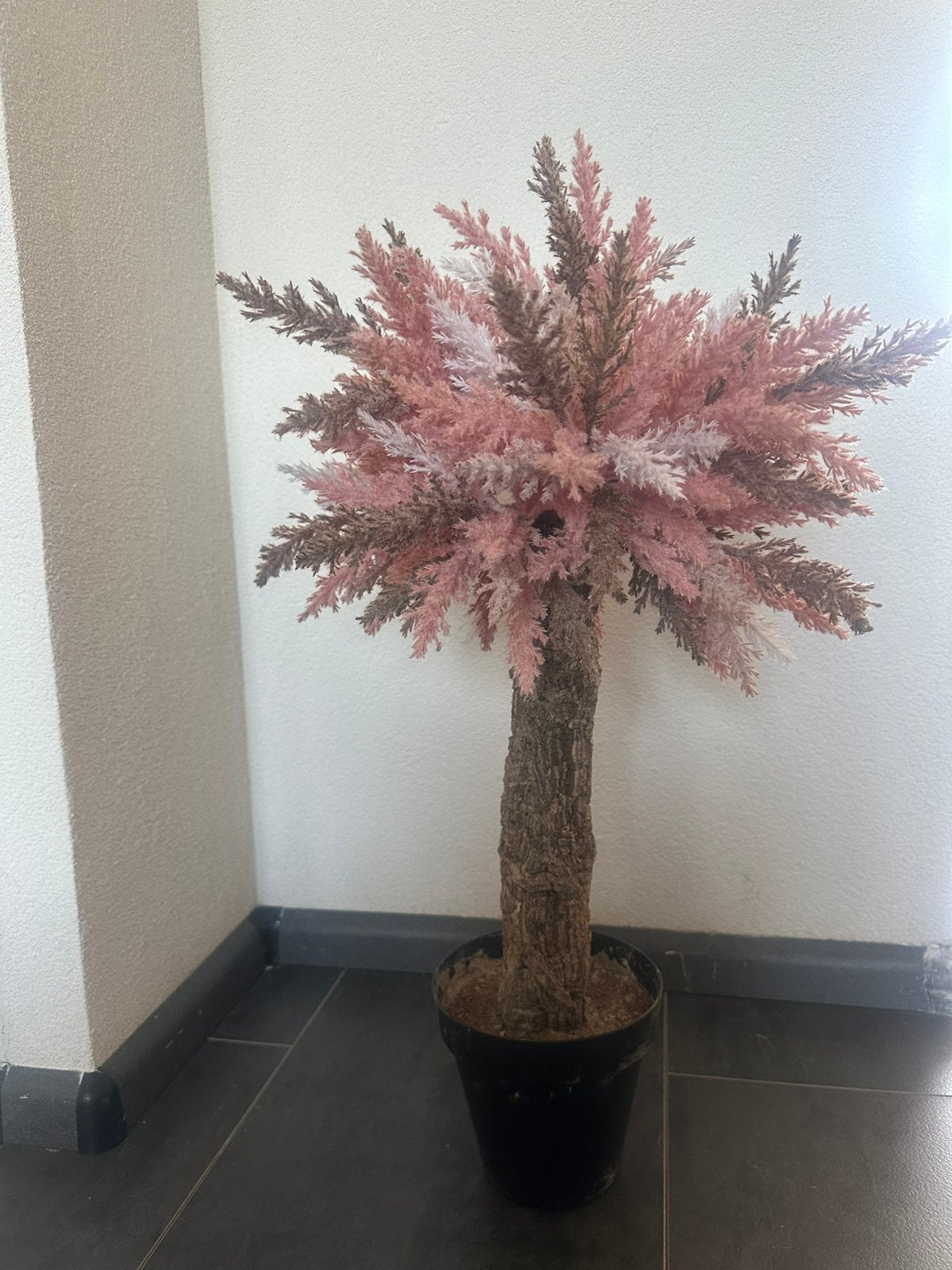Handmade pluimboom op boomstam, Huis en Inrichting, Ophalen, Binnen, Roze, Handgemaakt