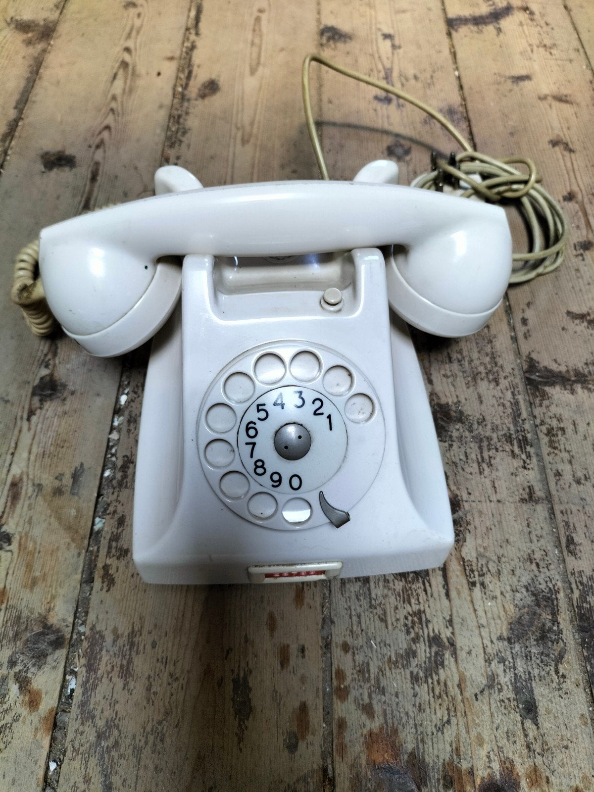 Vintage PTT draaischijf telefoon - Wit, Telecommunicatie, Vaste telefoons | Niet Draadloos, Ophalen of Verzenden, Gebruikt, Met draaischijf