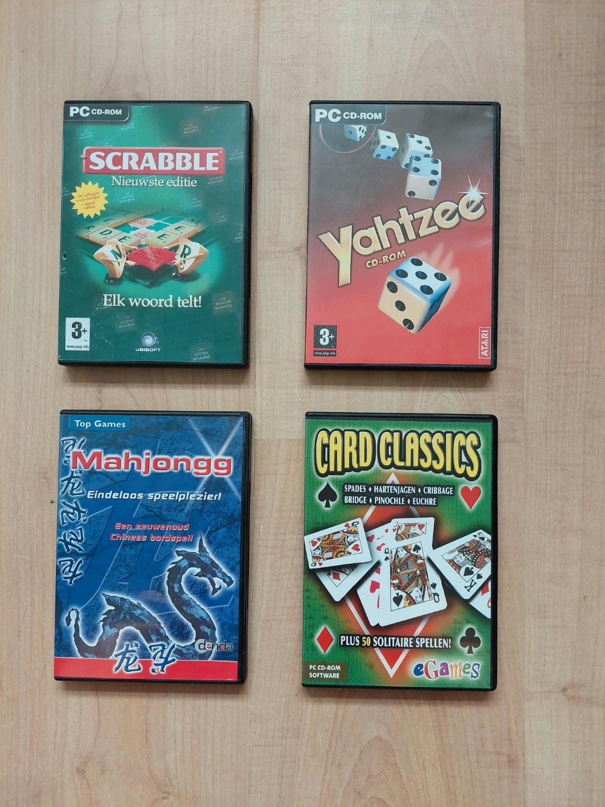 CD-ROM Spellen: Scrabble, Yahtzee, Mahjong, Card Classic, Spelcomputers en Games, Ophalen, Gebruikt, Overige genres, 1 speler