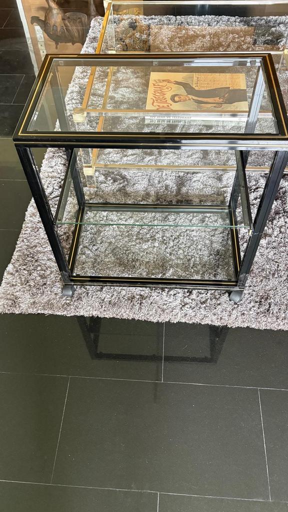 Kleine Glazen tafel Pierre Vandel, Gebruikt, 55 tot 75 cm, Glas, Rechthoekig