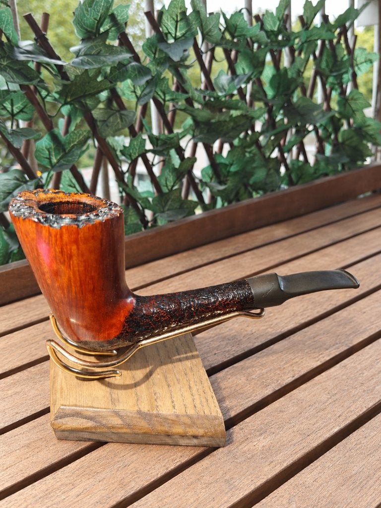 Savinelli Autograph 3 – hoge gladde kop, rustieke steel, Ophalen of Verzenden, Gebruikt, (Water)pijp