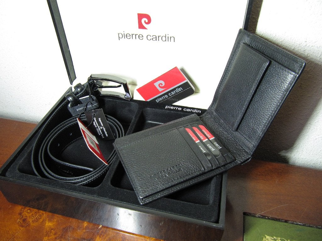 Luxe giftbox Pierre Cardin Portemonnee + Riem ...Nieuw, Verzenden, Nieuw, Zwart, Leer