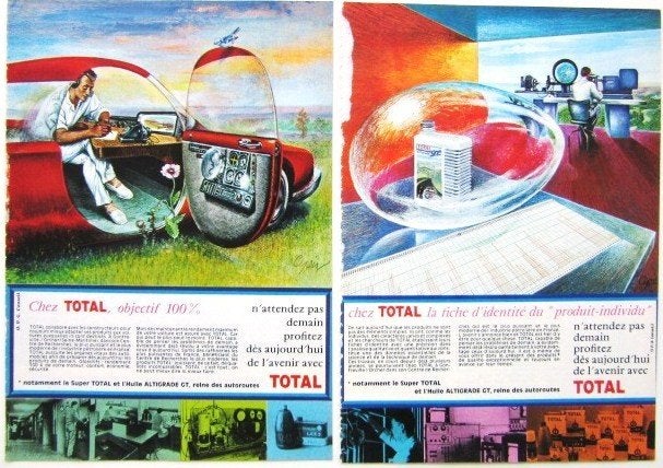4 vintage advertenties reclames Total 1968, Verzamelen, Merken en Reclamevoorwerpen, Ophalen of Verzenden, Gebruikt, Overige typen