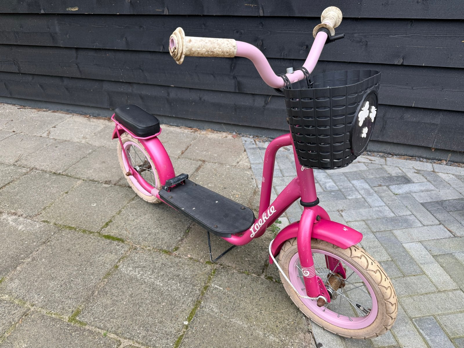Roze kinderstep met mandje - Loekie Princess, Fietsen en Brommers, Ophalen, Gebruikt, Gewone step