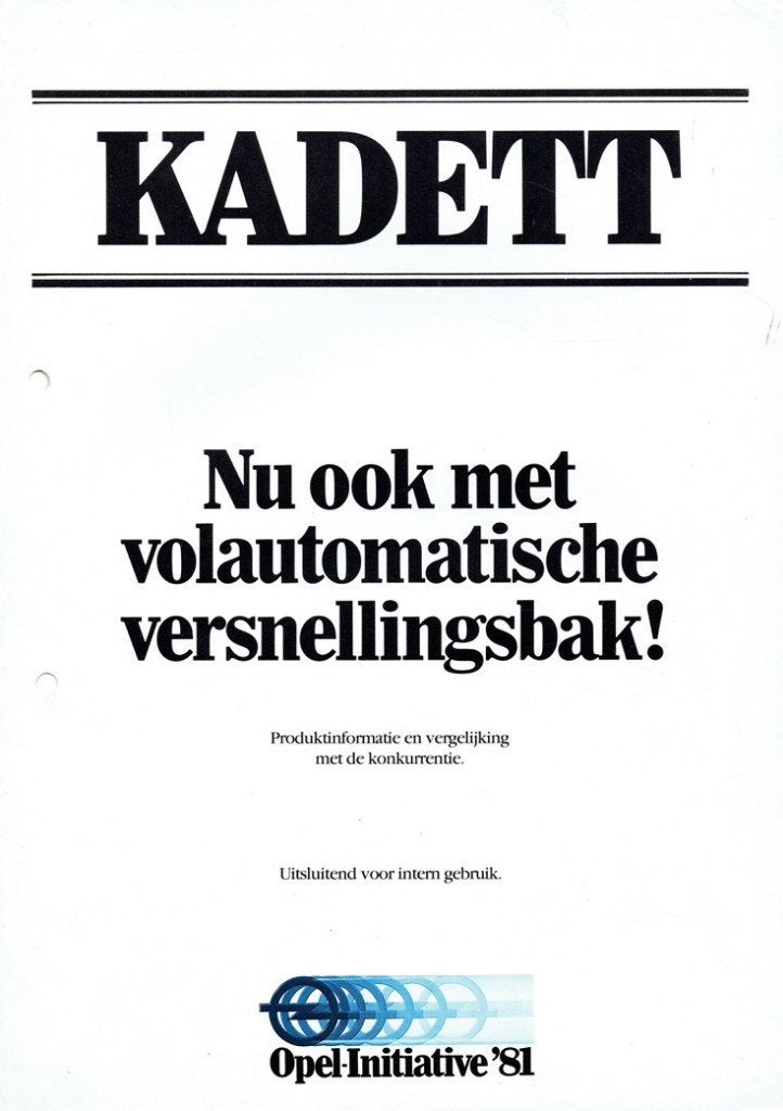 Folder Opel Kadett met automatische versnellingsbak (1981), Verzenden, Gelezen, Opel
