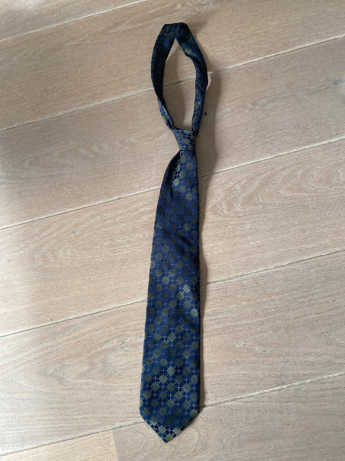 Stropdas By Boeyink - 100% Polyester, Ophalen of Verzenden, Zo goed als nieuw, Blauw, Met patroon