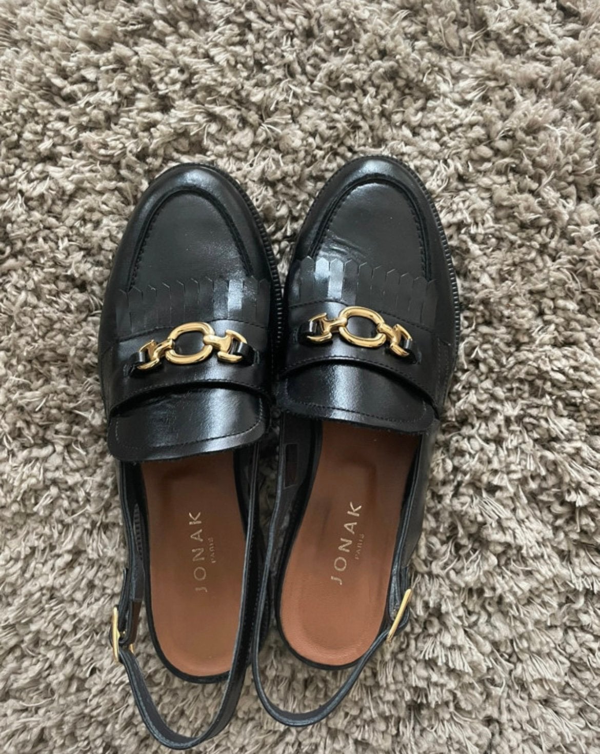 Jonak slingback loafers zwart leer, Kleding | Dames, Schoenen, Verzenden, Gedragen, Instappers, Zwart