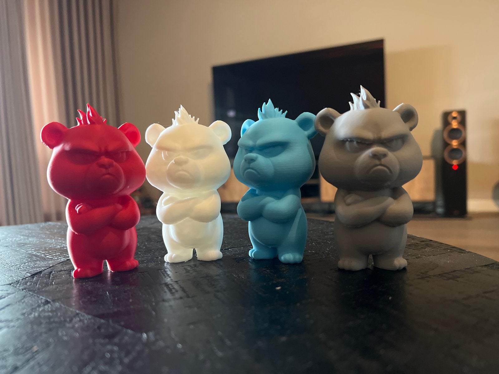 3D geprinte boze beertjes - set van 4, Ophalen of Verzenden, Nieuw, Filament