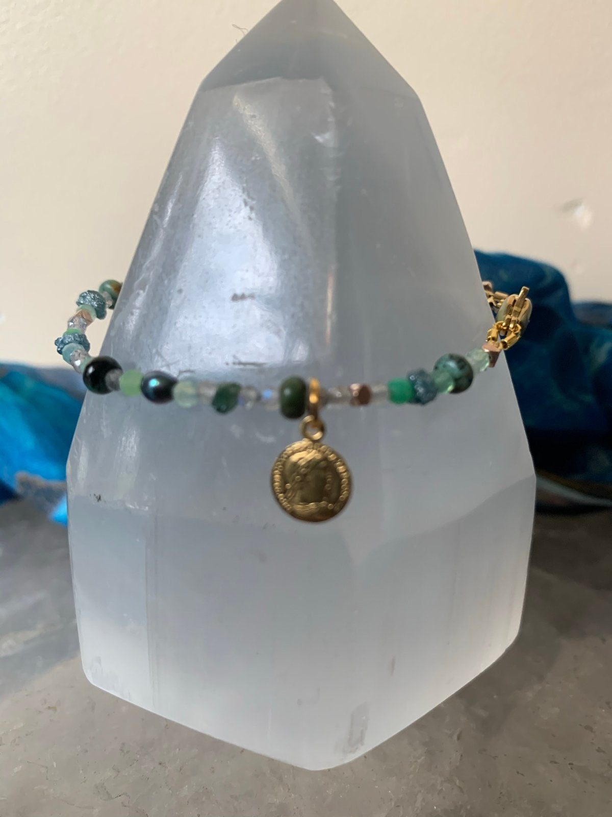 Smaragd diamant ruw zilver geluk welvaart succes magie SALE, Met bedels of kralen, Magnolia11, Nieuw, Ophalen of Verzenden