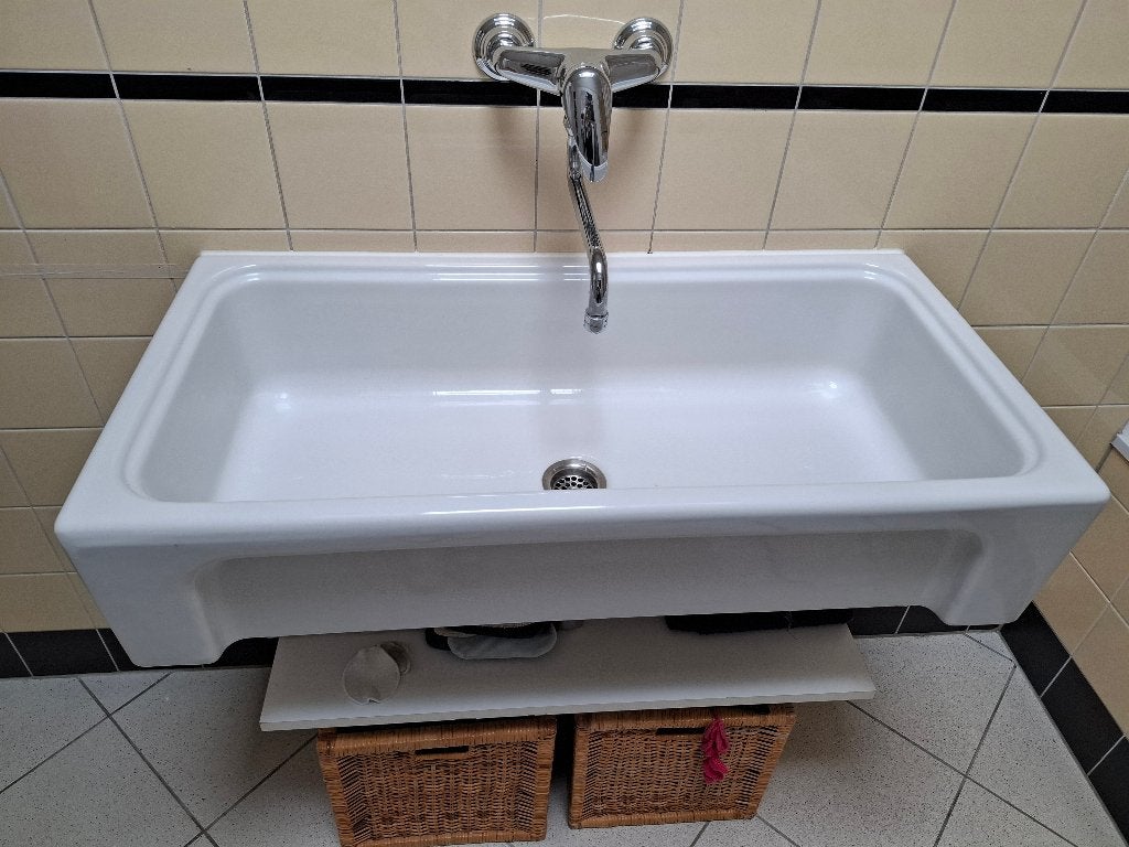 Opbouw wasbak keramiek, Ophalen, Zo goed als nieuw, Steen, Wastafel