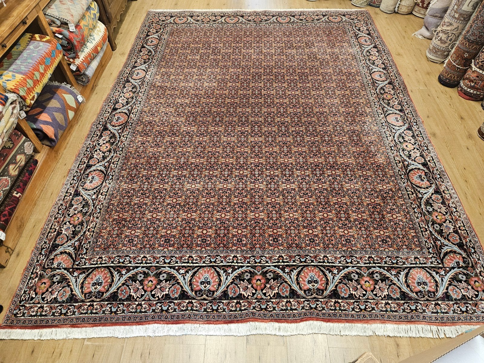 Vintage handgeknoopt perzisch tapijt bidjar 345x256
