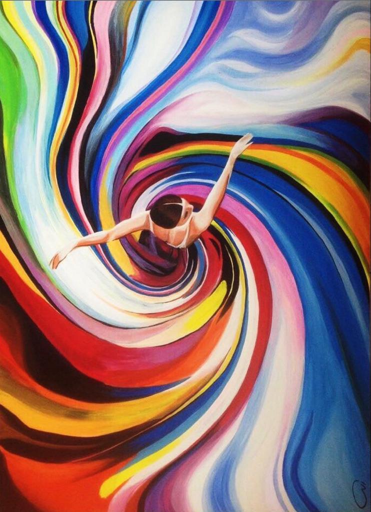 Handgeschilderd Acryl Schilderij Danseres 55x75cm Nieuw, Ophalen of Verzenden