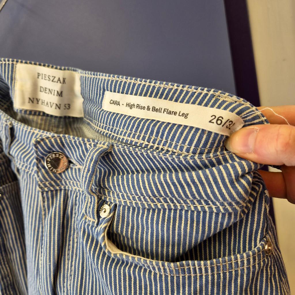 Pieszak Denim gestreept flare jeans mt 26/32 blauw wit 51337, Blauw, ., Pieszak, Zo goed als nieuw