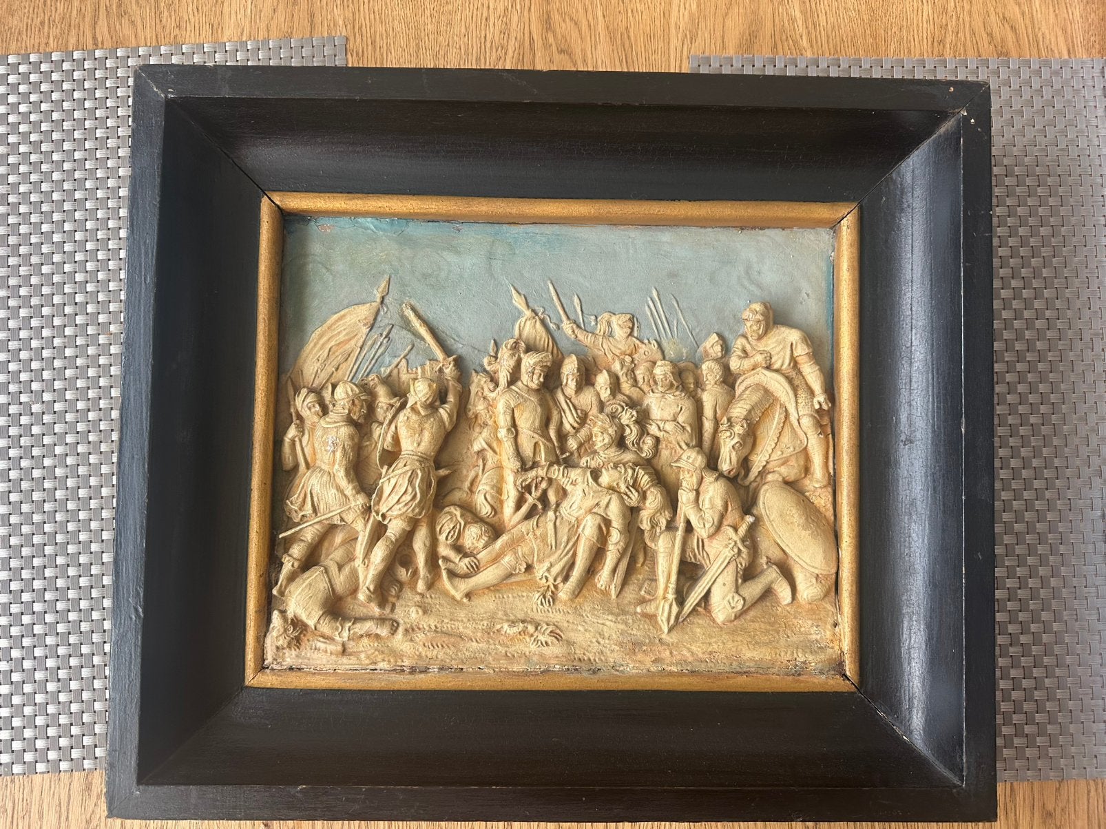 Indiaas reliëf Mahabharata – strijdsscène – 5040 cm, Antiek en Kunst, Kunst | Schilderijen | Klassiek, Ophalen, Overige stijlen