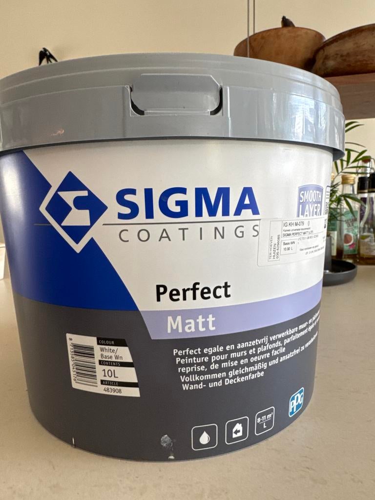 Sigma Perfect Matt muurverf 10L IG KH M-079 lichtgrijs, Ophalen, Nieuw, Verf, 10 tot 15 liter