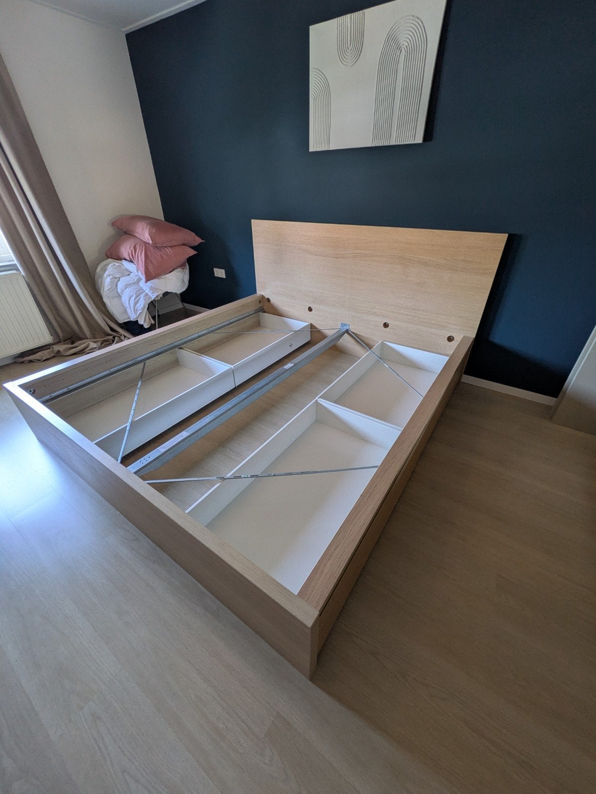 Ikea Malm bed 180x200 cm met 4 lades, Huis en Inrichting, Slaapkamer | Bedden, Gebruikt, Tweepersoons, 180 cm, 200 cm, Hout, Overige kleuren