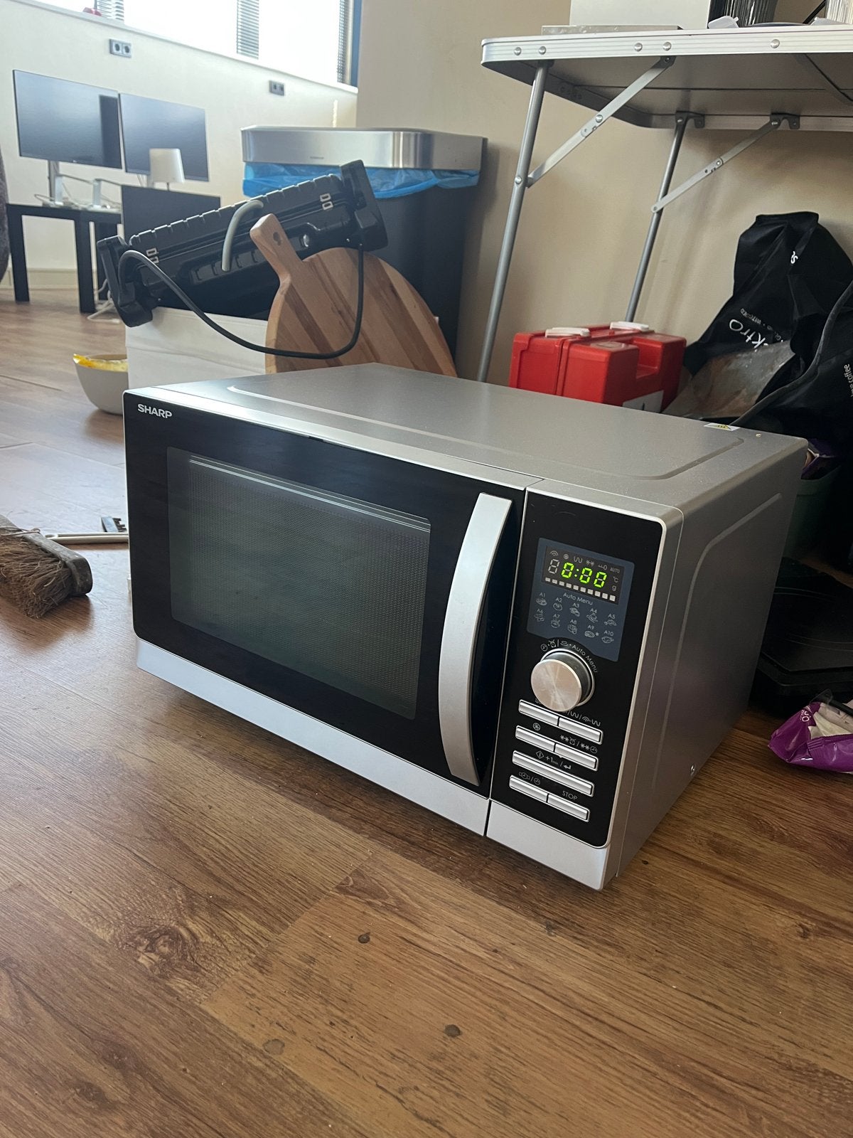 Sharp R843INW Combi-magnetron - Zilver (incl. rooster), Ophalen, Combimagnetron, Gebruikt, Grill