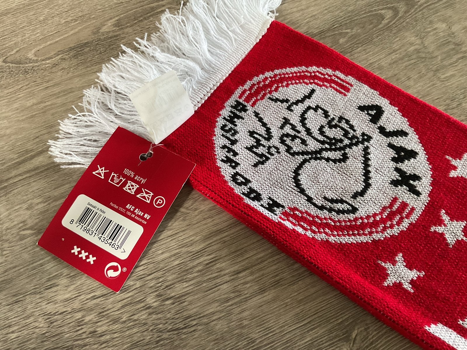 Nieuwe Ajax sjaal - Rood/Wit met logo en sterren, Ophalen of Verzenden, Nieuw, Ajax, Vaantje of Sjaal