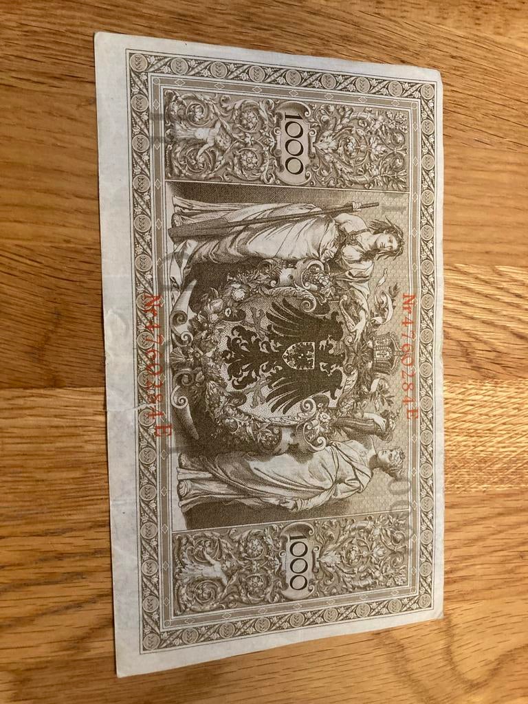 1000 Reichsbanknote Duitsland 1910, Postzegels en Munten, Bankbiljetten | Europa | Niet-Eurobiljetten, Ophalen of Verzenden, Duitsland