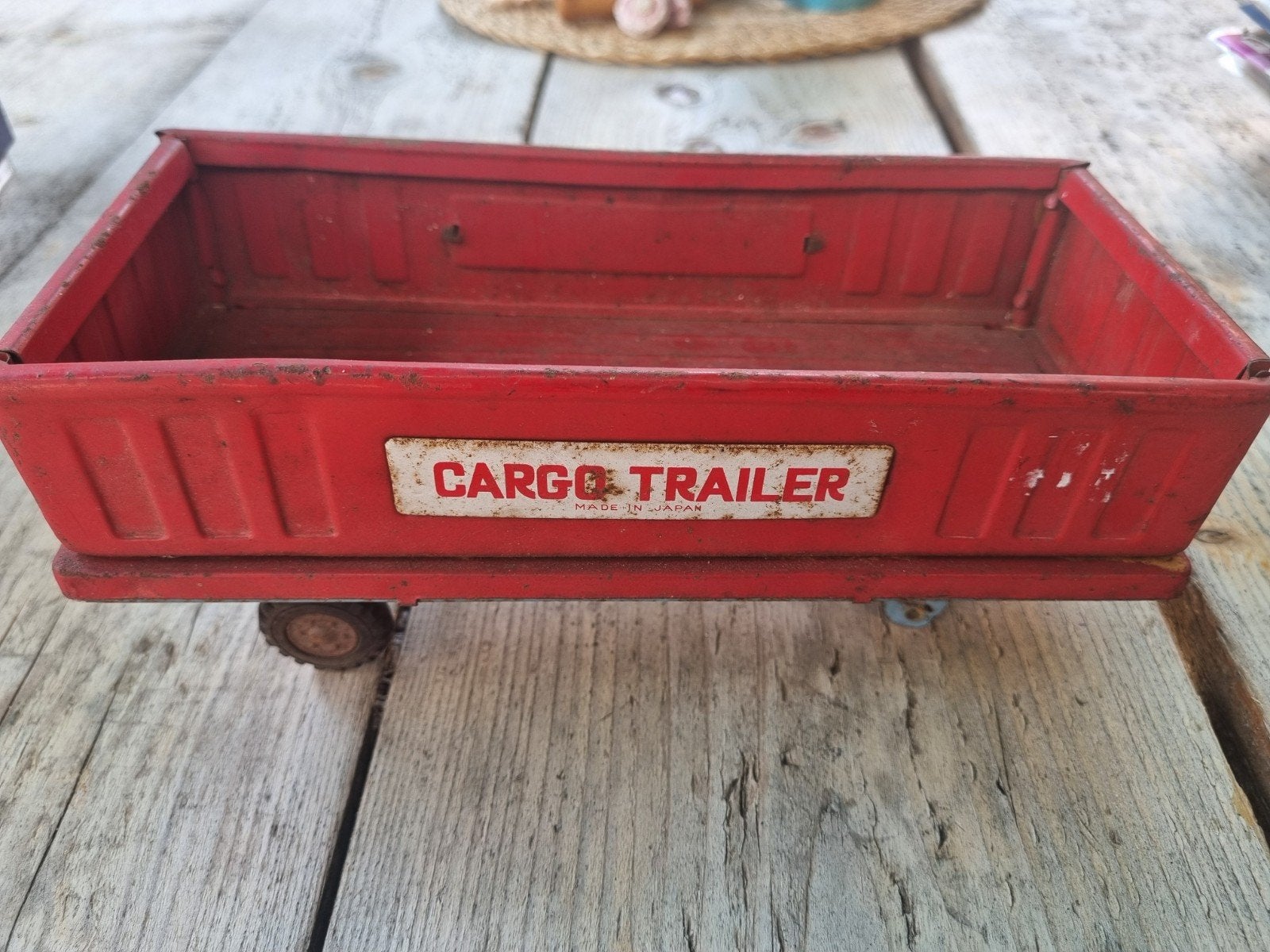 Jaren ' 50 rode metalen speelgoed aanhanger 'Cargo Trailer', Ophalen