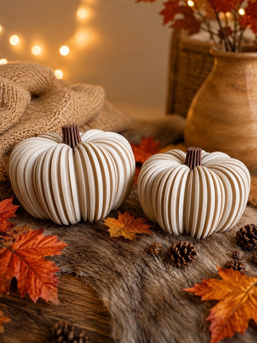 Decoratieve pompoenen - Herfstdecoratie, Beige, Kunststof, Ophalen of Verzenden, Landelijk