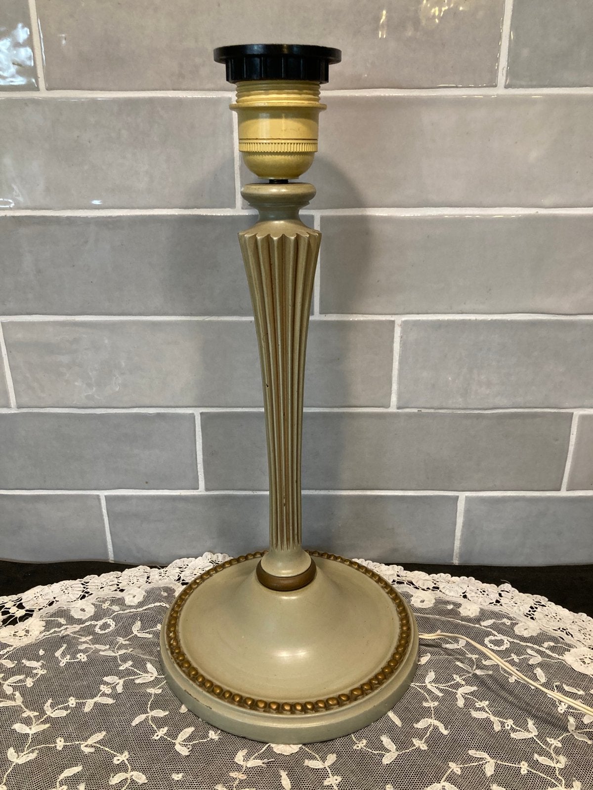 Vintage tafellamp, schemerlamp (050525c), Gebruikt, Ophalen of Verzenden, Schemerlamp, Hout