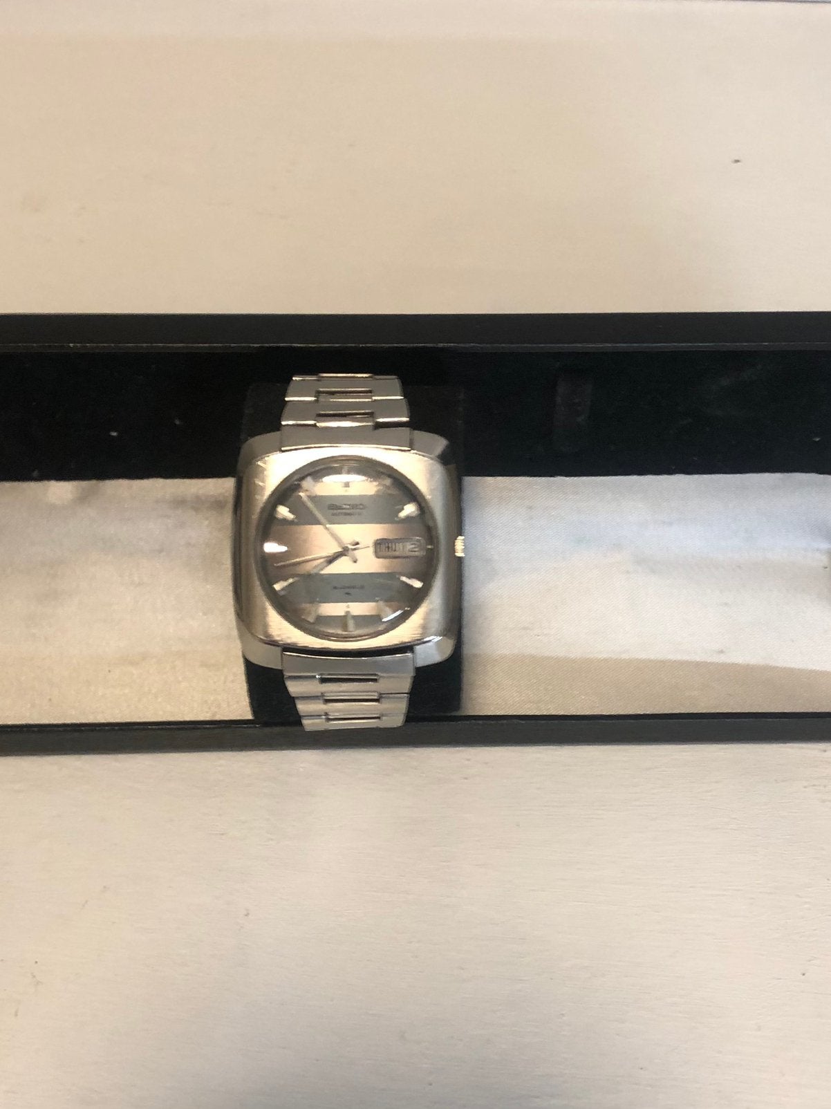Zeldzame Seiko Automatic 7006/8118 uit 1976 - Grijs Sunburst, Ophalen, Gebruikt, Staal, Polshorloge