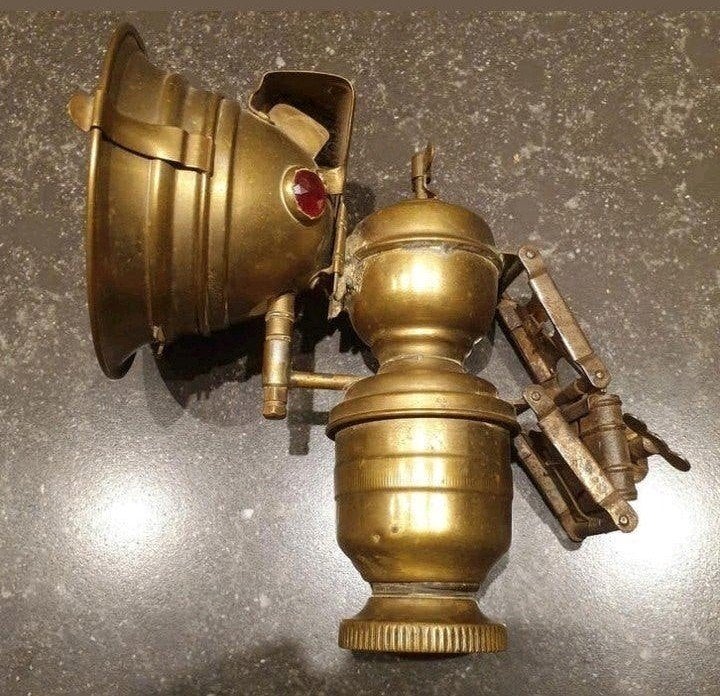 Carbid lamp antieke fietslamp mijnwerkerslamp, Ophalen of Verzenden