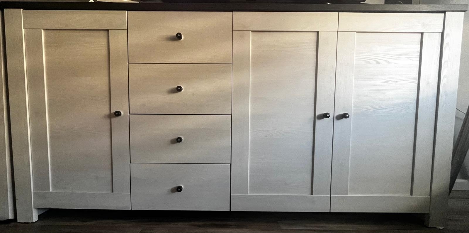 Dressoir met lades en deuren - Wit met donker blad, Ophalen, Gebruikt, 150 tot 200 cm, Modern landelijk