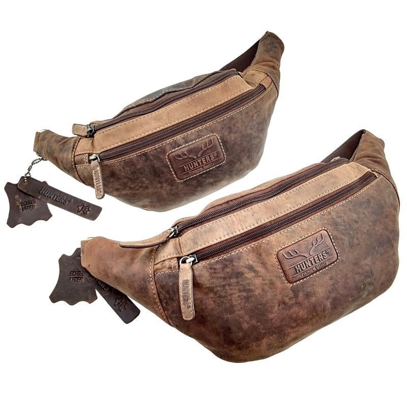 Hunters Heuptasje Unisex Bruin Buffelleer Buideltas Informal, Verzenden, Nieuw, Esde2, Leer