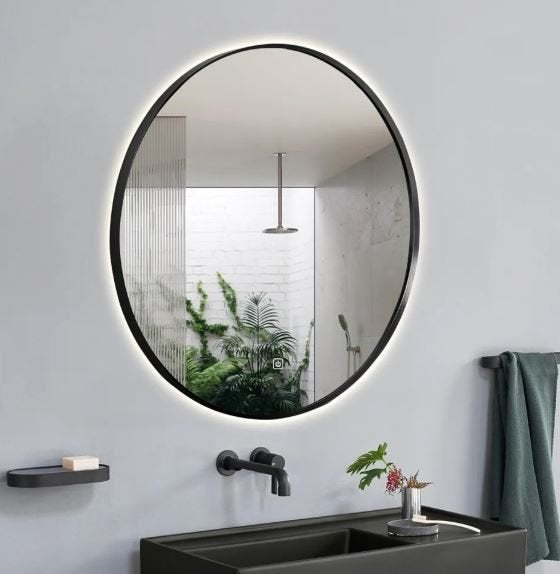 Saniclear 80 cm spiegel SK39658 zwart, LED Nieuw in de Doos, Rond, Nieuw, Ophalen of Verzenden, 75 tot 100 cm