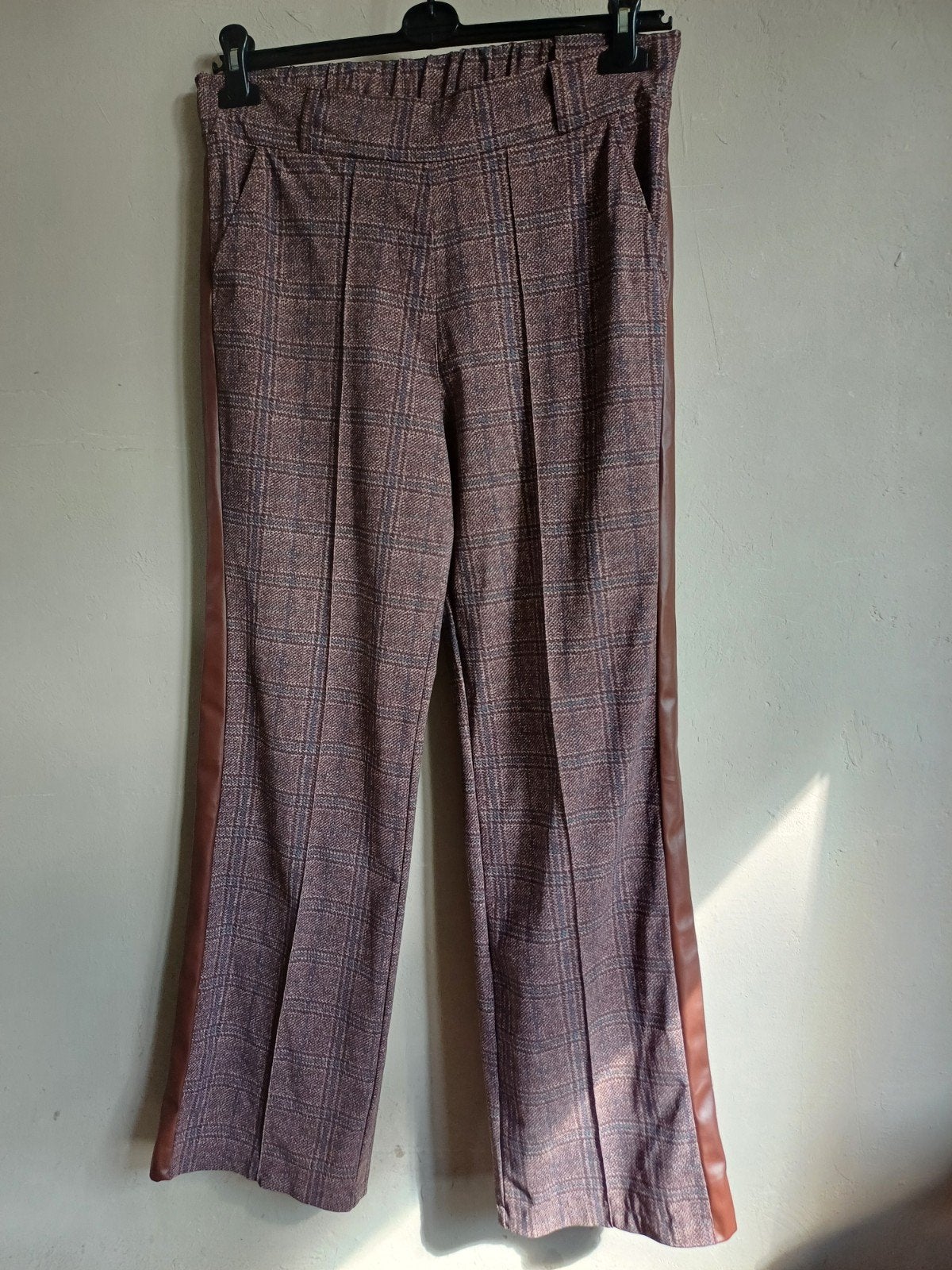 Studio Anneloes Broek M - Bruin, Wide Leg, Ruit, Bies Opzij, Kleding | Dames, Maat 38/40 (M), Studio Anneloes, Bruin, Ophalen of Verzenden