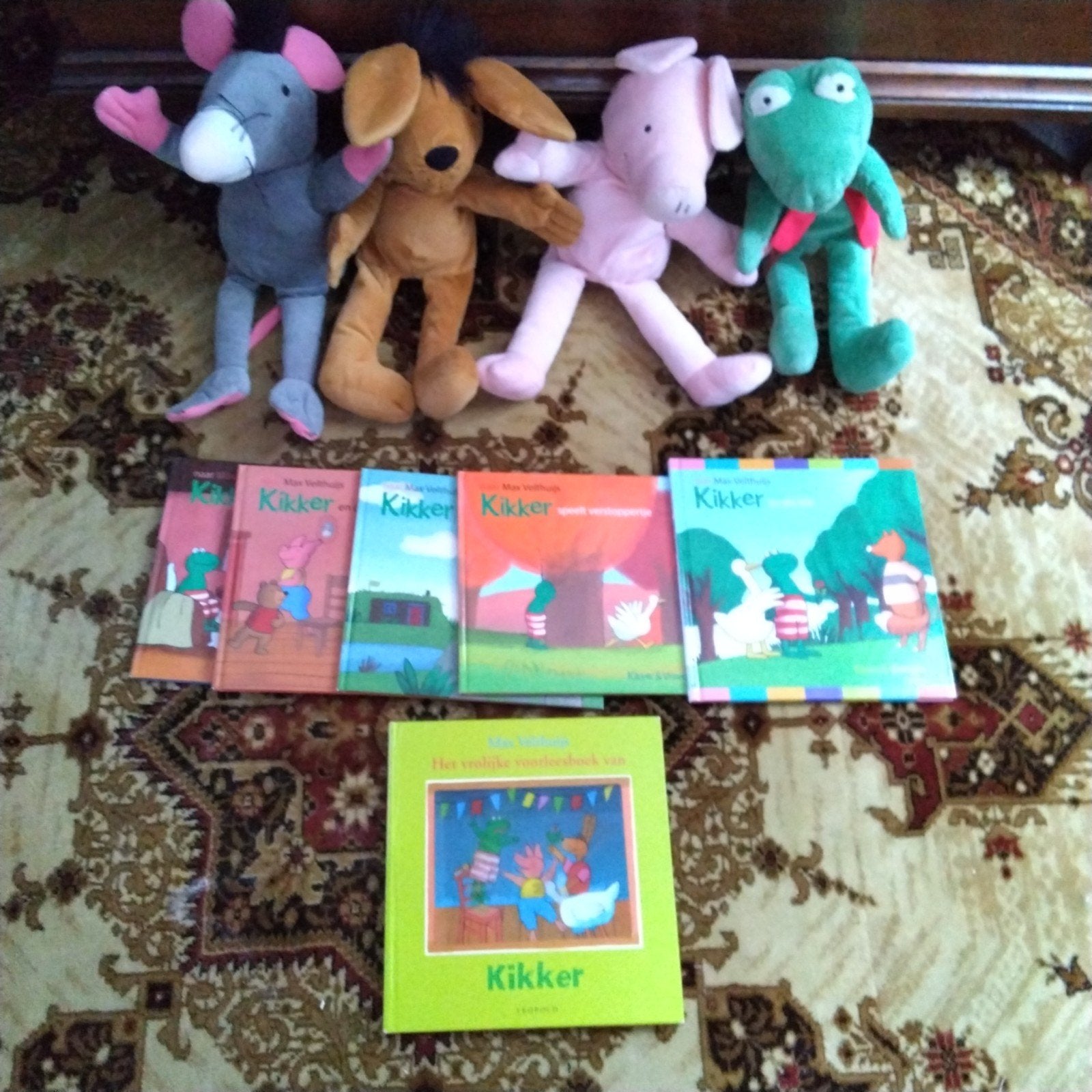 Max Velthuijs handpoppen en boeken set, Kinderen en Baby's, Kikker, Groen, Overige merken, Overige karakters