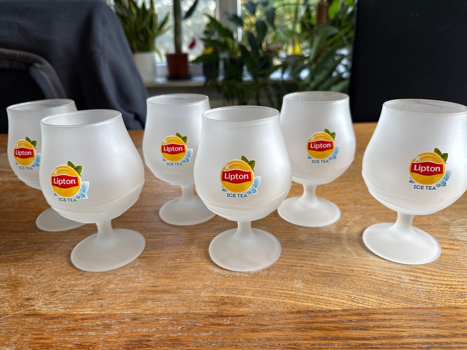 Set van 6 Lipton Ice Tea (perfect serve) glazen, Ophalen of Verzenden, Zo goed als nieuw, Wit, Overige merken
